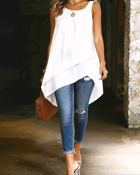 Blouse Mouwloos Gelaagd Onregelmatig