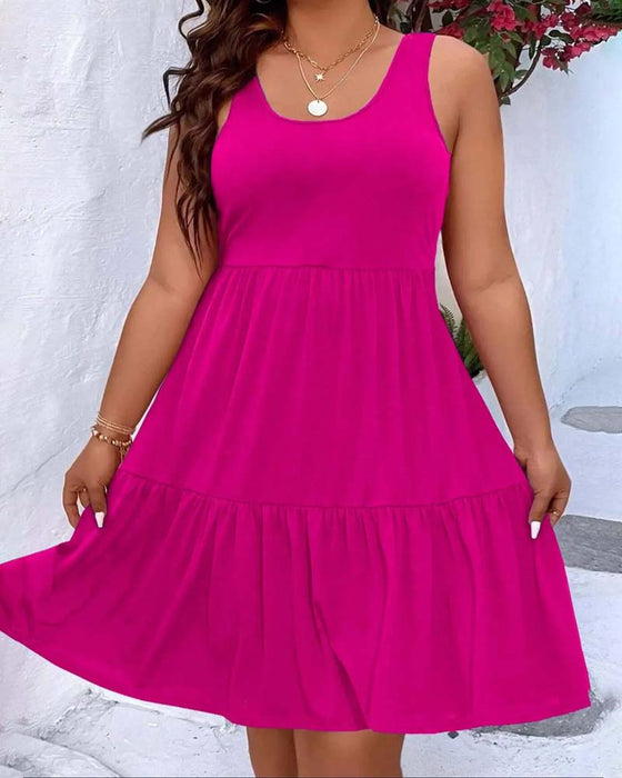 Jurk Dubbele Laag Gelaagd Ruffle Tank