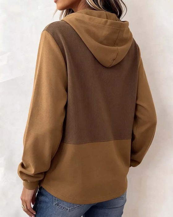 Hoodie Kleurblok Met Capuchon Asymmetrische Zoom