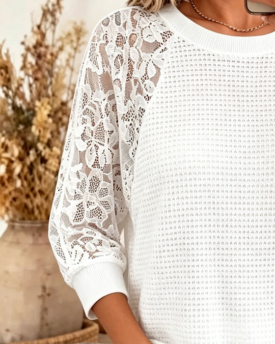 Blouse Driekwart Mouw Kant Paneel
