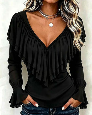 Blouse Met Ruches En Klokmouwen