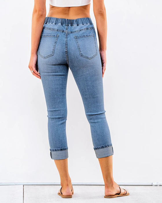 Jeans Elastische Taille Capri
