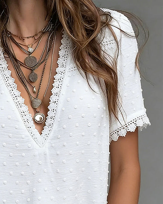 Blouse 3d Stippen V-Hals