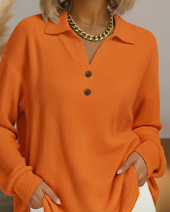 Blouse Knoopsgat Knoop Wafel Effen