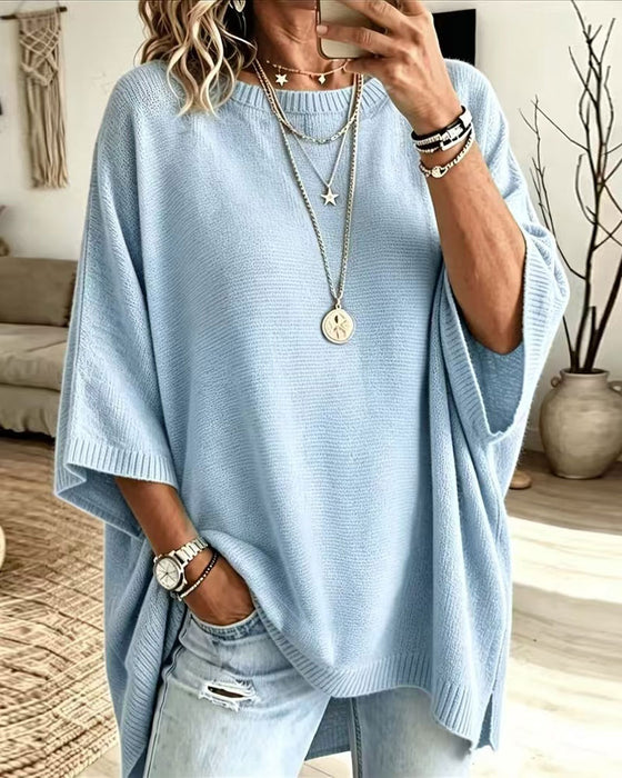 Pullover Losse Ronde Hals Effen