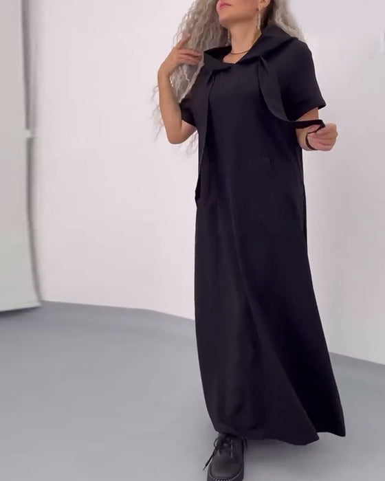 Jurk Effen Kleur Hoodie Casual