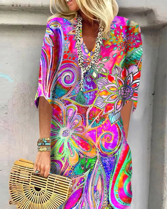 Jurk Kleurrijke Bloemenprint