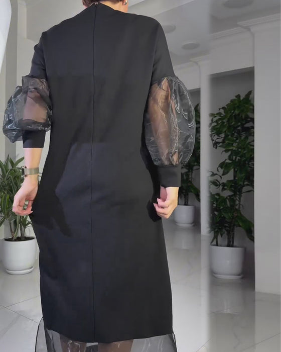 Jurk U-Hals Maas Patchwork Modieus