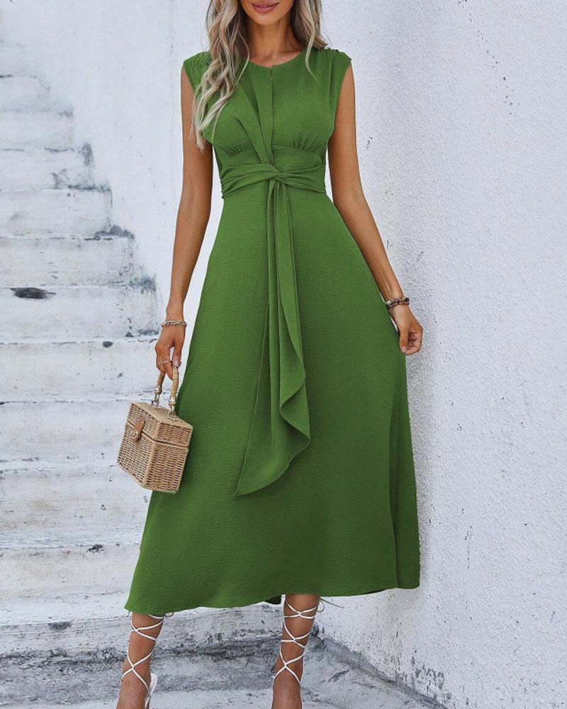 Jurk Effen Ingesnoerde Taille Strik