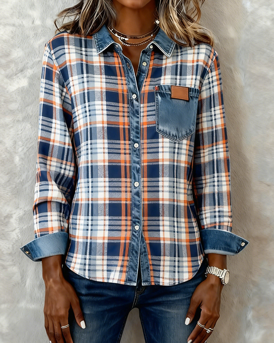 Shirt Langmouwen Met Kraag Ruitpatroon Fashion