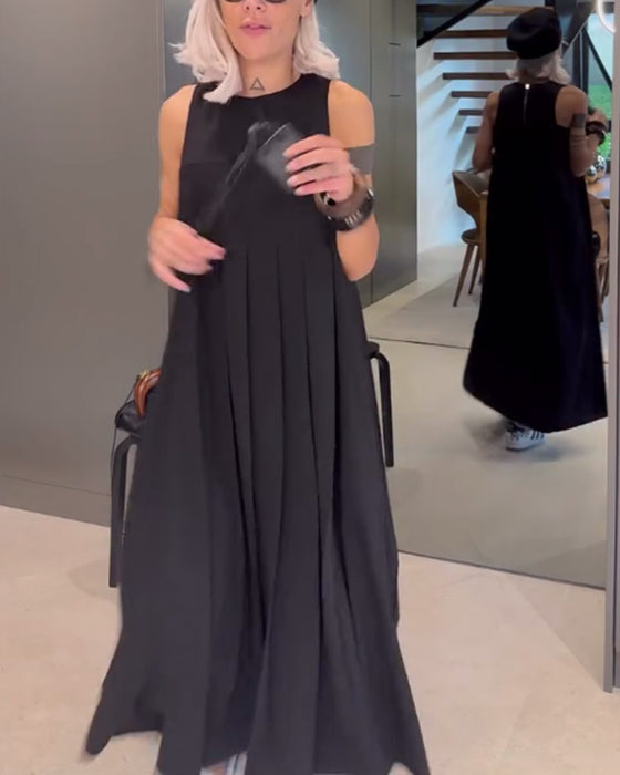 Elegante geplooide tankjurk in effen kleur