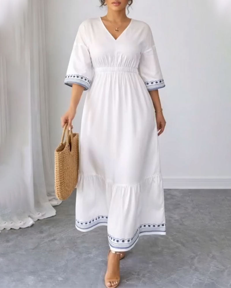 Jurk V-hals Halve Mouw Taille A-Zoom