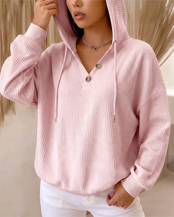 Sweatshirt Casual Effen Kleur Trekkoord