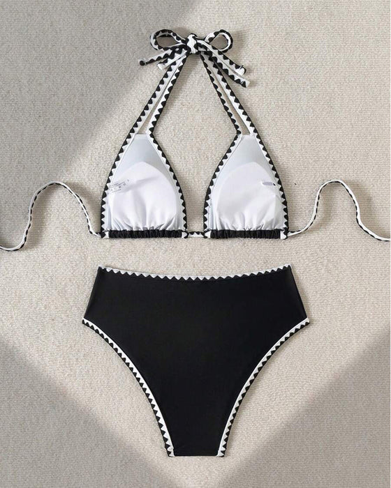 Bikini Sexy Contrastkleur Gesplitst Driehoek