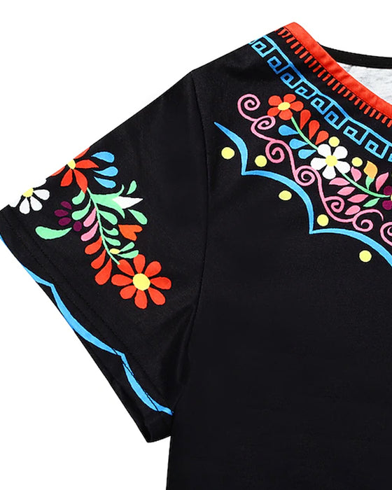 Jurk met retrostijl en korte mouwen