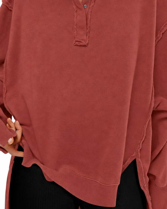 Sweatshirt Effen Kleur Lange Mouwen
