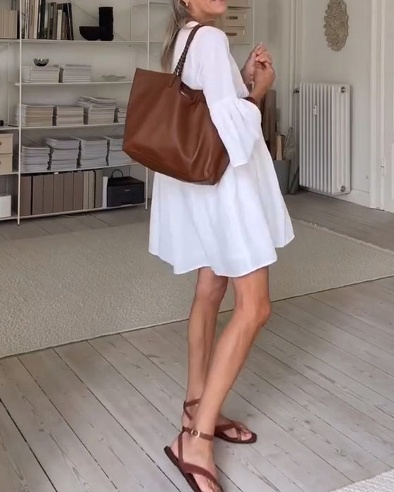 Jurk V-Hals Casual Effen