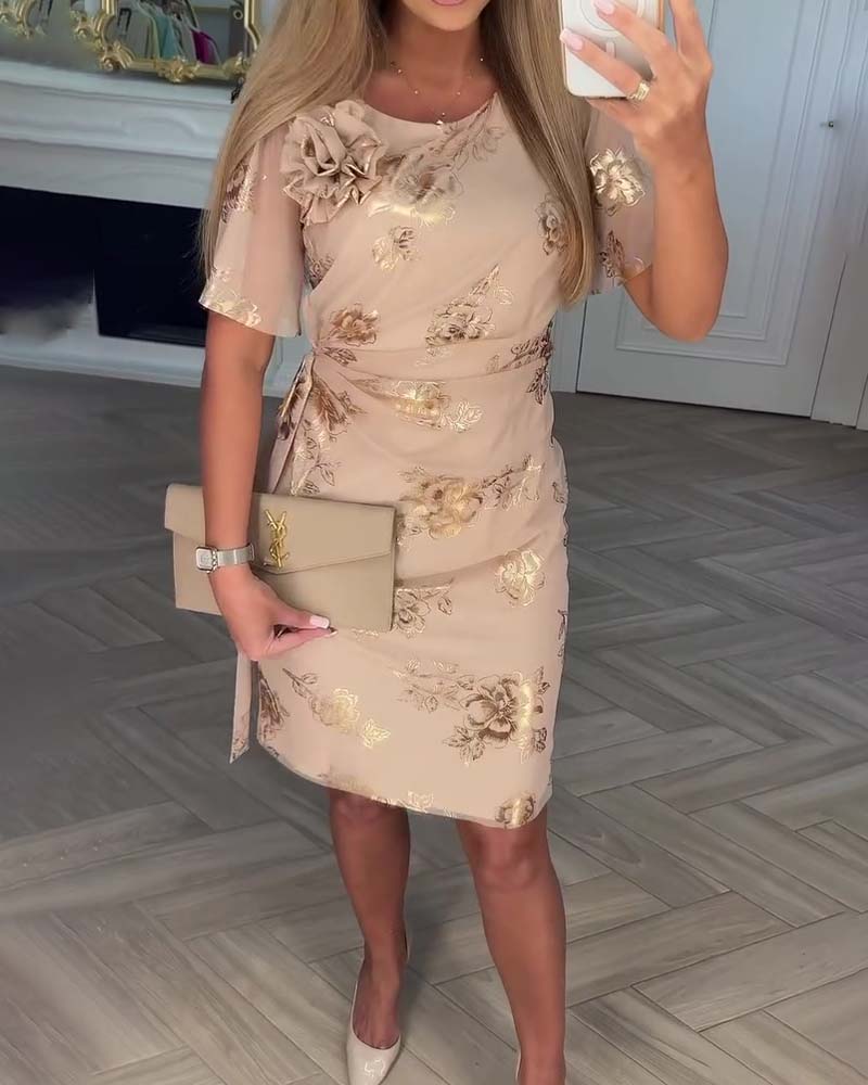 Jurk Bronserend Tailleaccentuerend Elegant