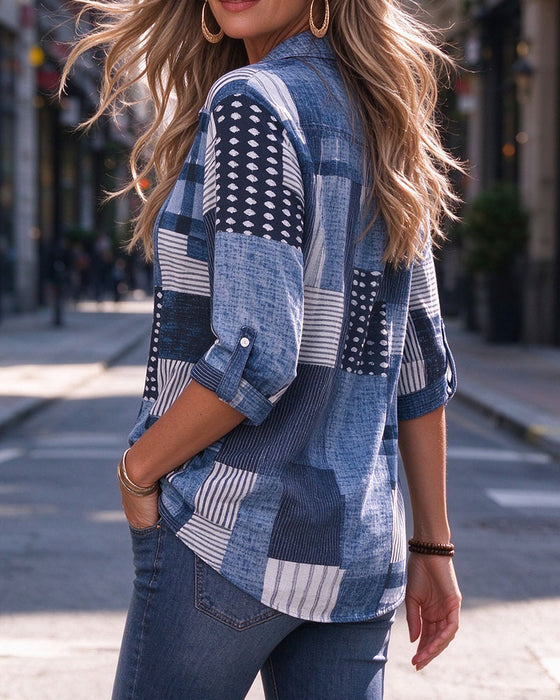 Shirt Revers Knoopsluiting Geruit
