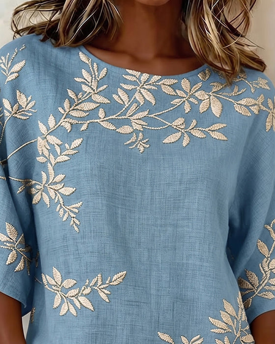 Blouse Ronde Hals Vleermuismouwen Gestreept
