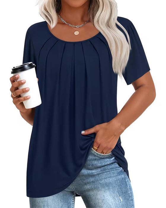 T-Shirt Geplooid Casual Korte Mouw