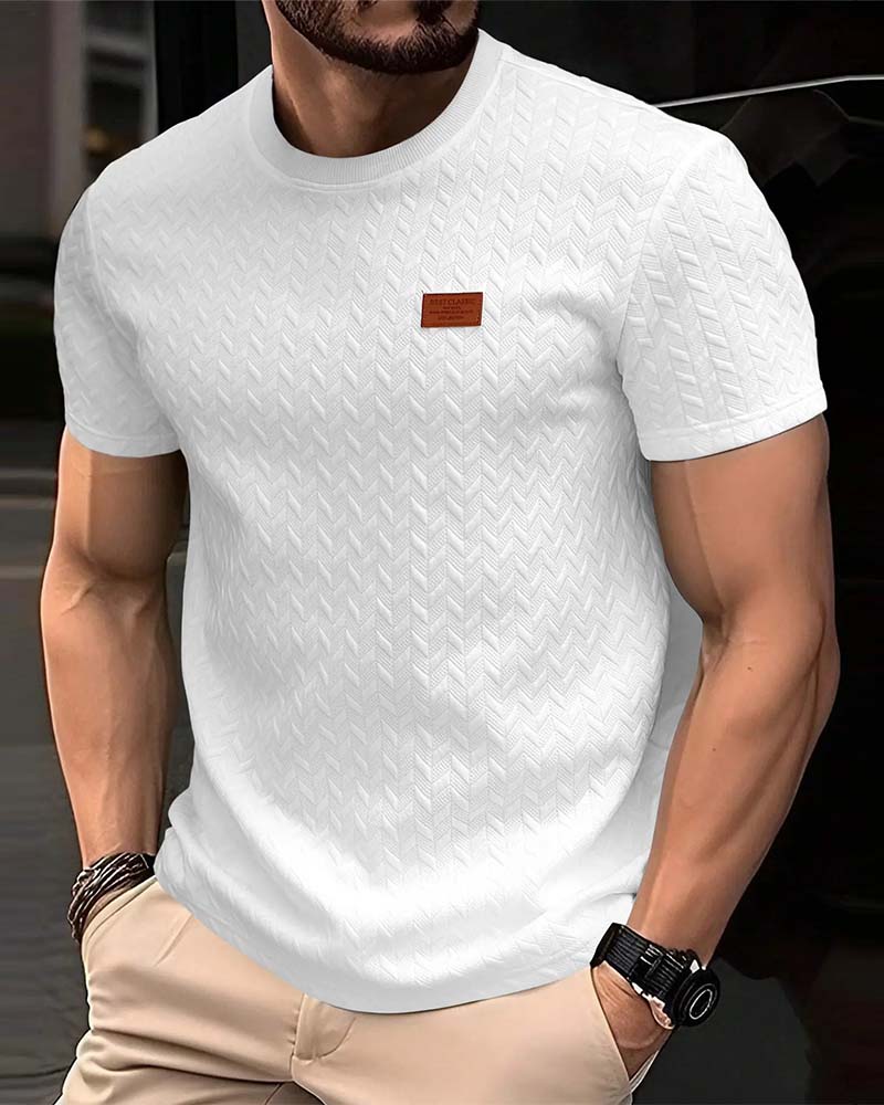 T-Shirt Heren Jacquard Korte Mouw