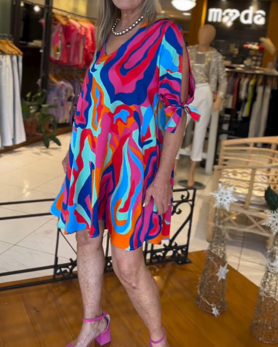 Ronde Hals Bedrukte Losse Jurk