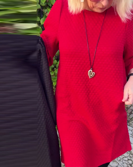 Jurk casual effen kleur ronde hals