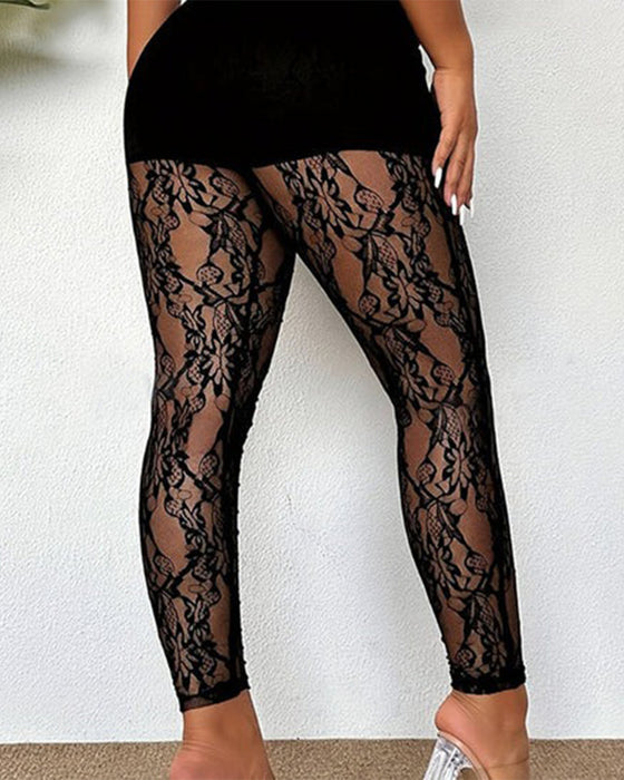 Broek Sheer Kant Skinny