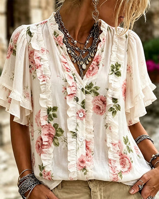 Bloes Floral Ruche Dubbele Zoom