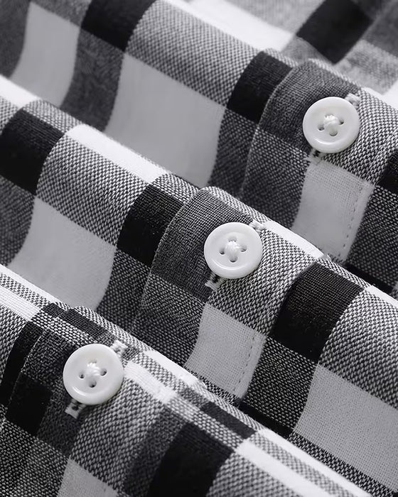 Overhemd Reverse Geruit Korte Mouw Casual