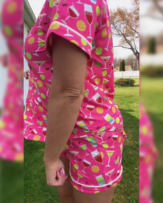 Tweedelige Sets Wijnfles Print Casual