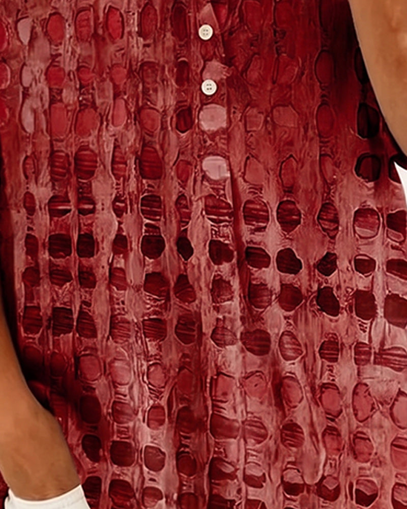 Blouse Stippenprint Knoop Half Knoopsluiting