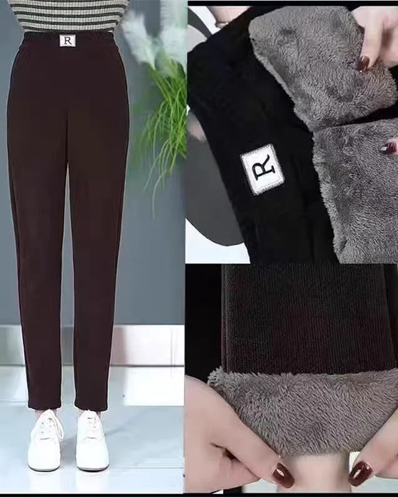 Broek Hoge Taille Fleece-Gevoerd Verdikt Jogger