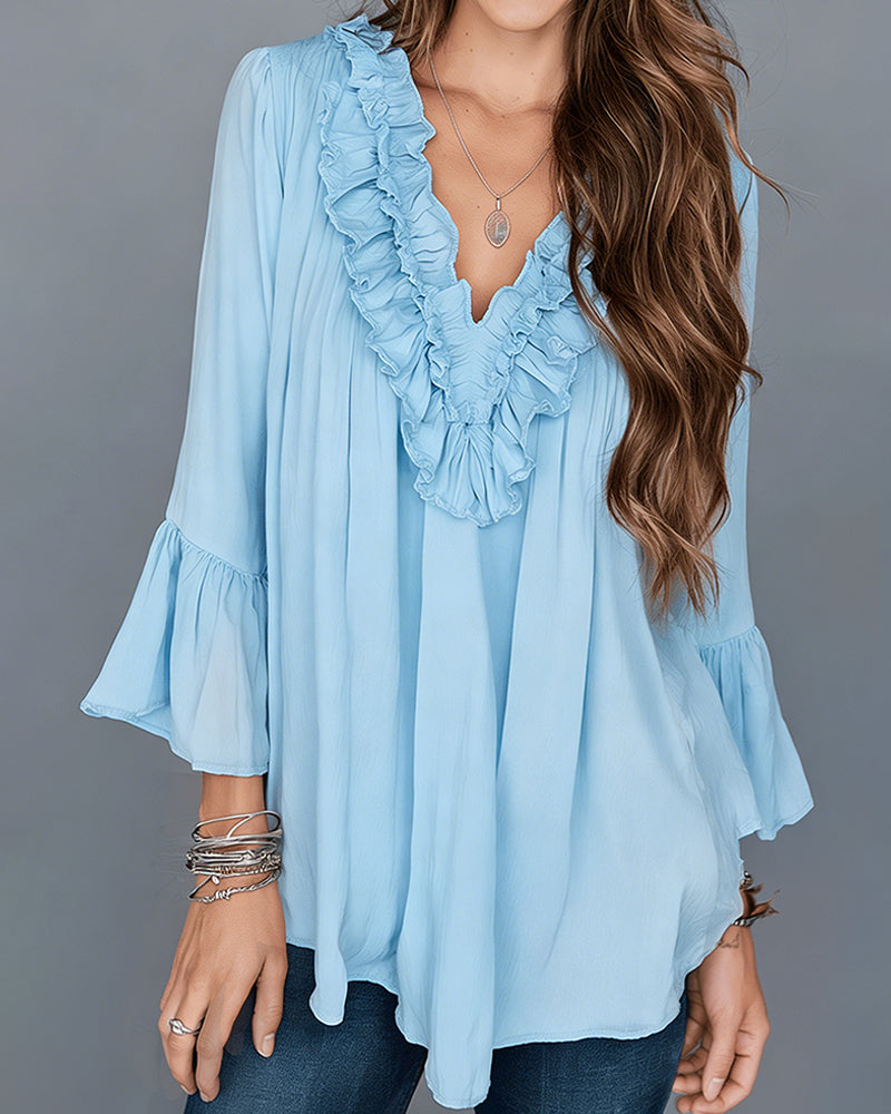 Blouse Elegante V-Hals Ruffle