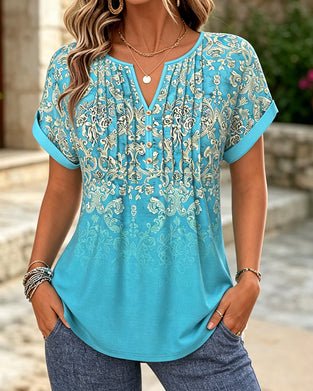 Blouse Verloop Bloemig Korte Mouw