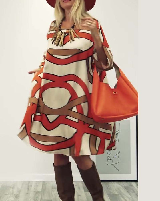 Jurk met ronde hals en print