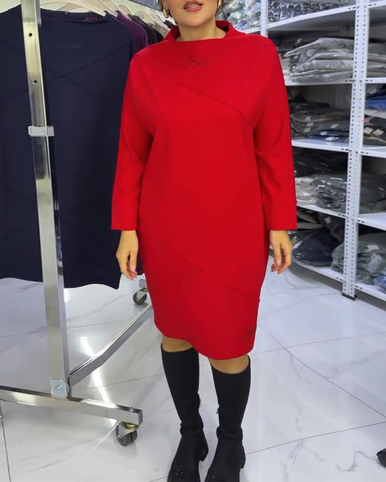 Modieuze Jurk Met Halfhoge Kraag