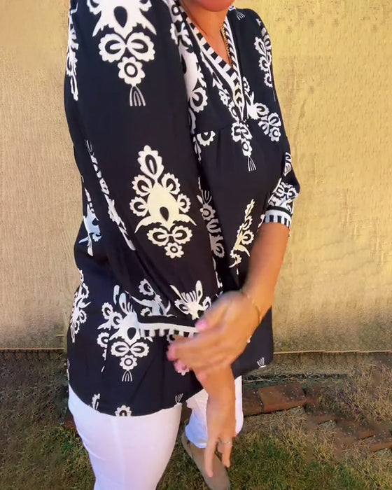 Blos Driekwartmouwen Geprint