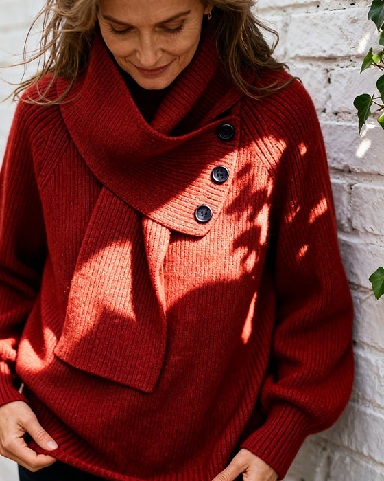 Trui Sjaalkraag Mode Effen Kleur