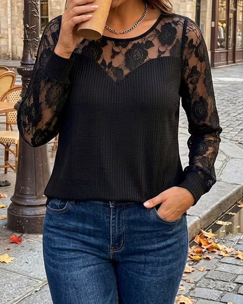 Blouse Stijlvol Ronde Hals Lange Mouw