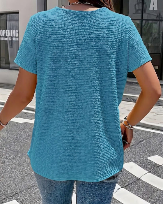 T-shirt Peter Pan Kraag Drie Knopen