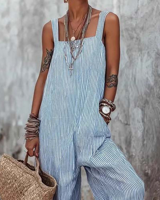 Jumpsuit Brede Band Gestreepte Overalls