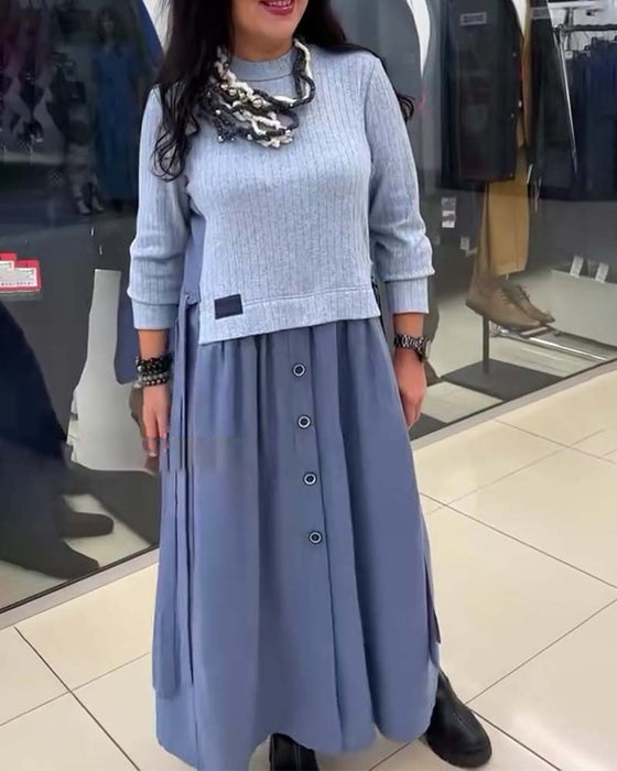 Jurk Casual Colorblock Ronde Hals