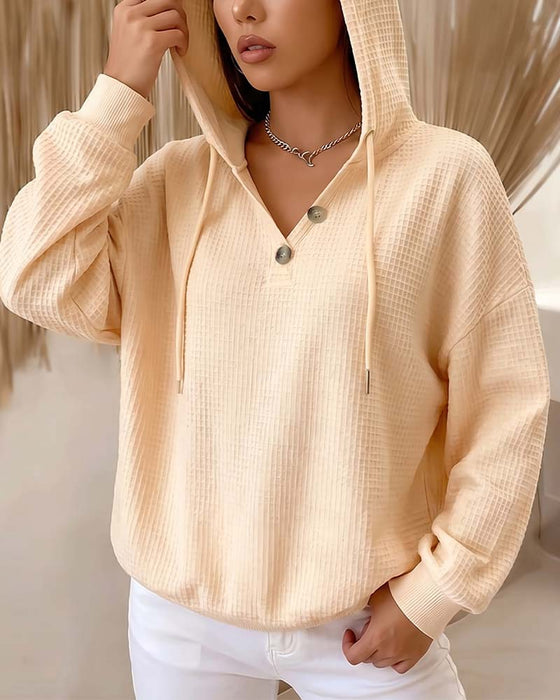 Sweatshirt Casual Effen Kleur Trekkoord