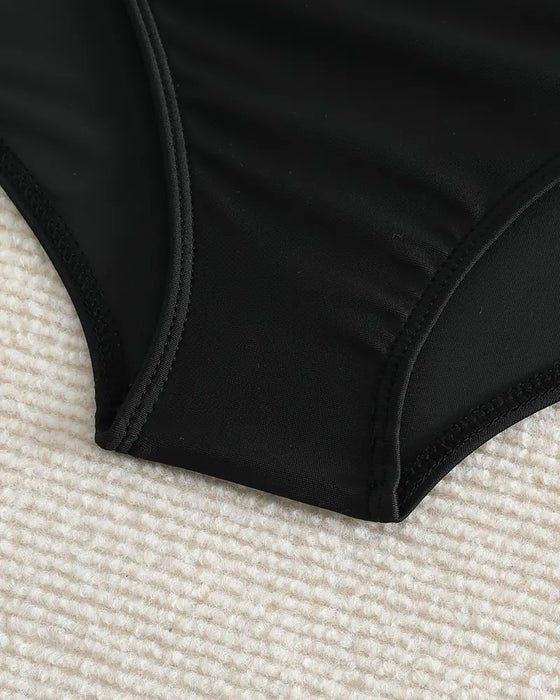 Badkleding Onderkant Geplooid Effen Hoge Taille