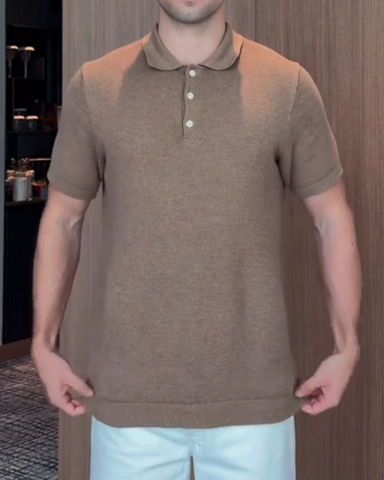 Heren T-Shirt Met Losse Pasvorm En Casual Polo-Kraag