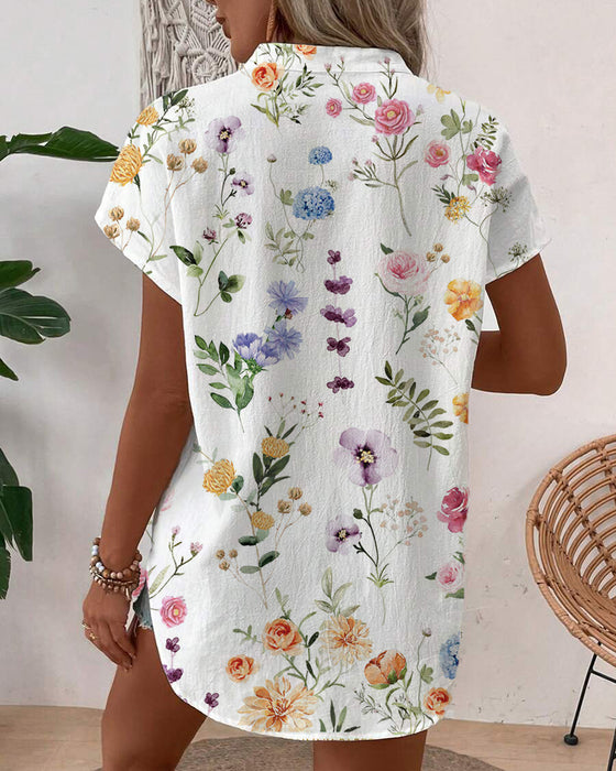 Blouse Bloemenprint Korte Mouwen