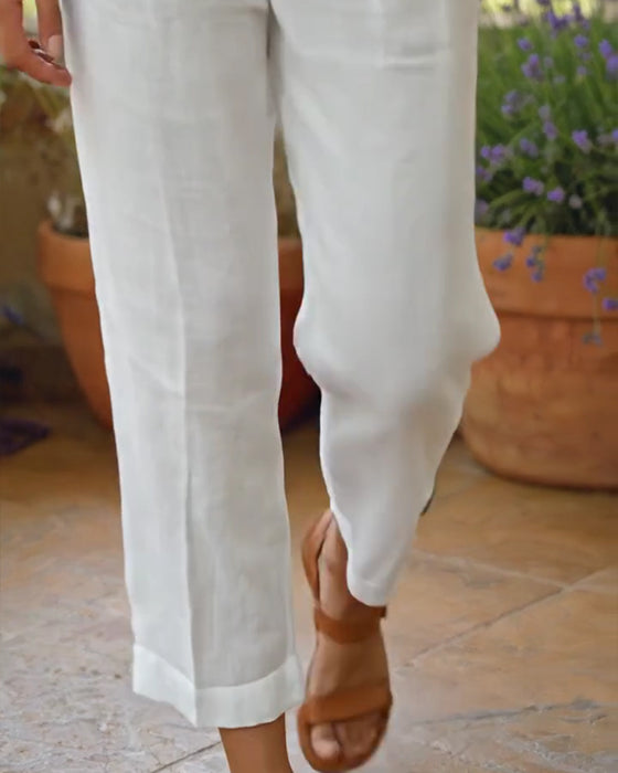 Broek Hoge Taille Cropped Casual