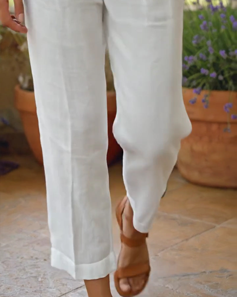 Broek Hoge Taille Cropped Casual